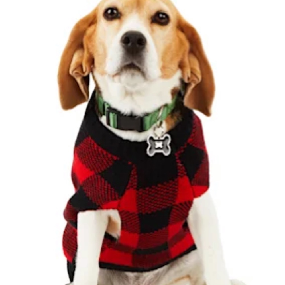 NEW Holiday Red & Black Buffalo Check Large Dog Knit Sweater Size XL - Picture 11 of 12